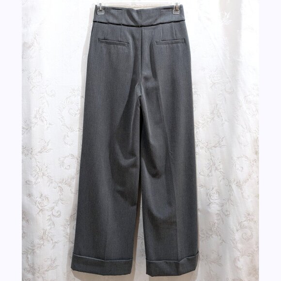 High Rise Relaxed Flare Trousers Pants 4 Stretch Dark Academia Classic Career - Picture 2 of 8